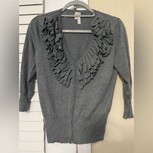 Sundays Charcoal Ruffle Cardigan